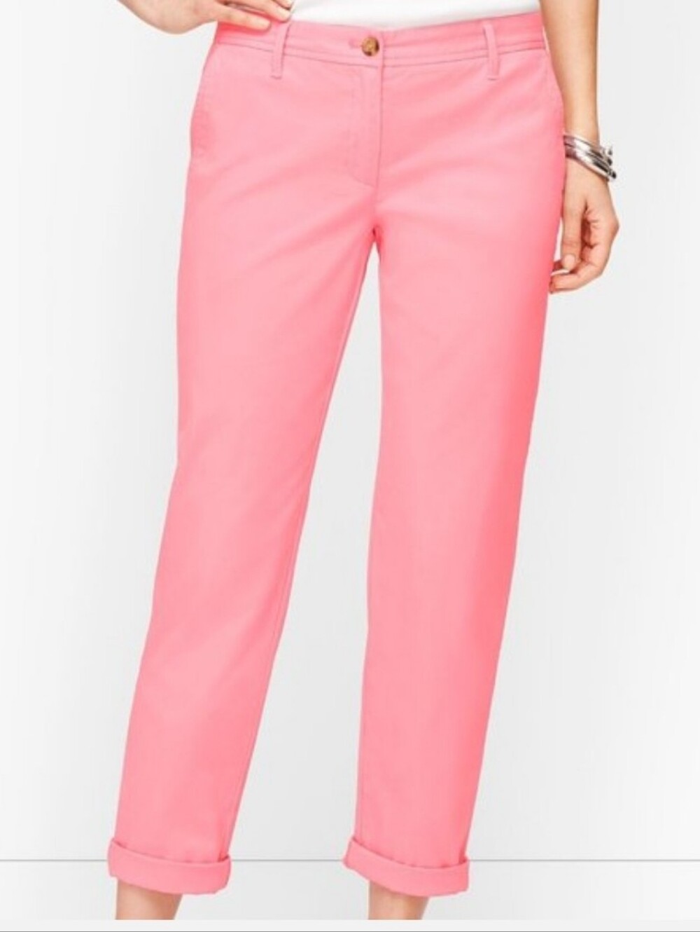Talbots Women's Weekend Chino Pants Pink Cotton Blend Casual Career 8P